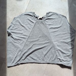 LOFT Gray Draped Short Sleeve Tunic